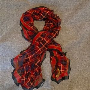 Ralph Lauren double ruffle classic plaid scarf